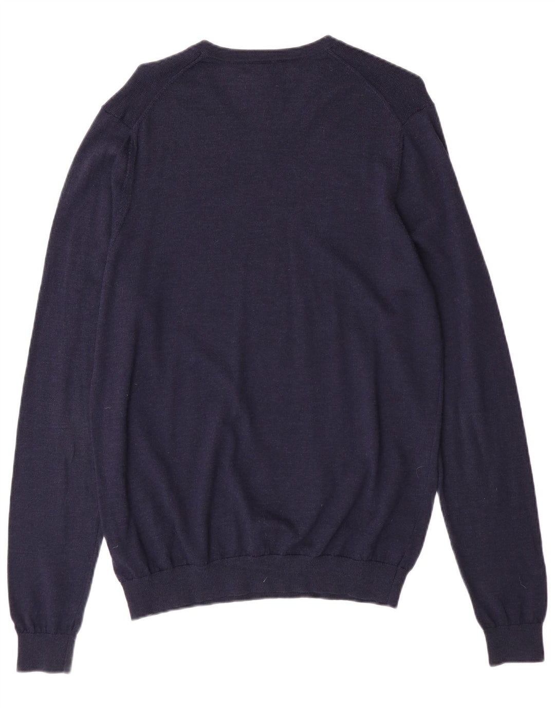 Suéter masculino Marks & Spencer com decote em V, lã Merino azul marinho médio