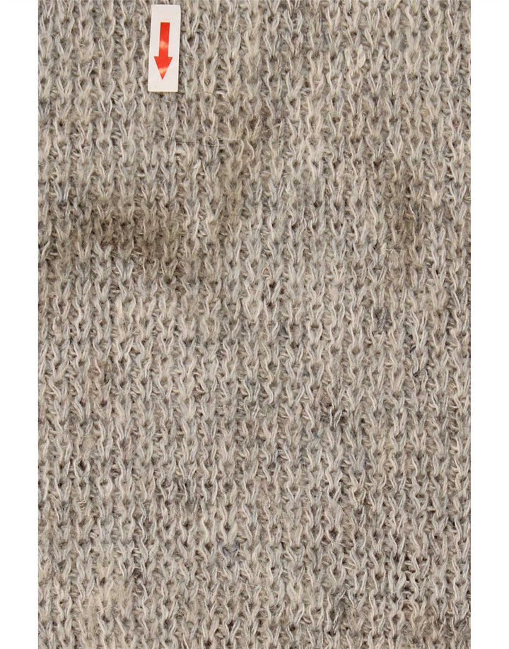 Suéter vintage masculino com gola redonda XL cinza geométrico