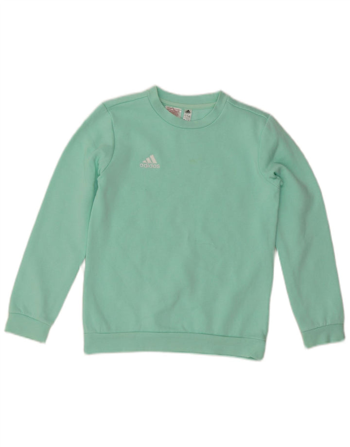 ADIDAS Meninas Suéter Jumper 9-10 Anos Turquesa Algodão