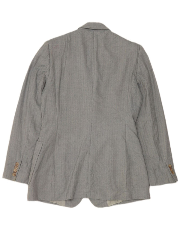 Ralph Lauren Jaqueta blazer feminina de 3 botões EUA 8 espinha de peixe azul médio