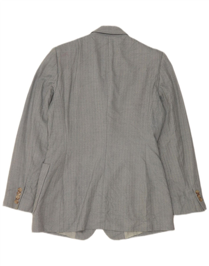 Ralph Lauren Jaqueta blazer feminina de 3 botões EUA 8 espinha de peixe azul médio