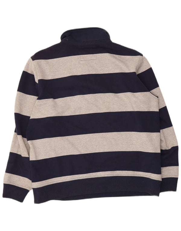 Crew Clothing Mens Zip Neck Moletom Jumper 2XL Azul Marinho Listrado Algodão