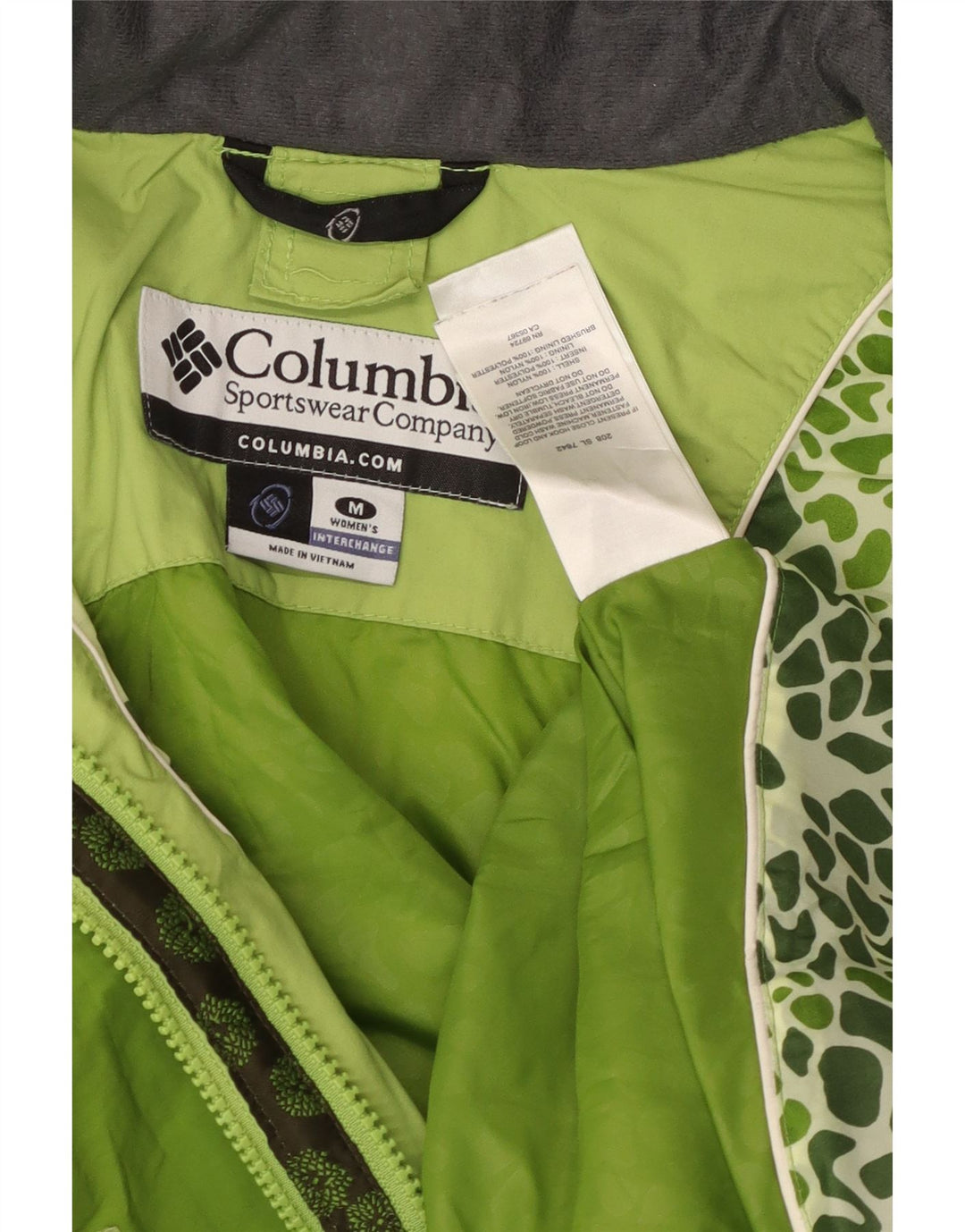 Jaqueta feminina COLUMBIA Interchange Rain UK 14 verde médio colorblock