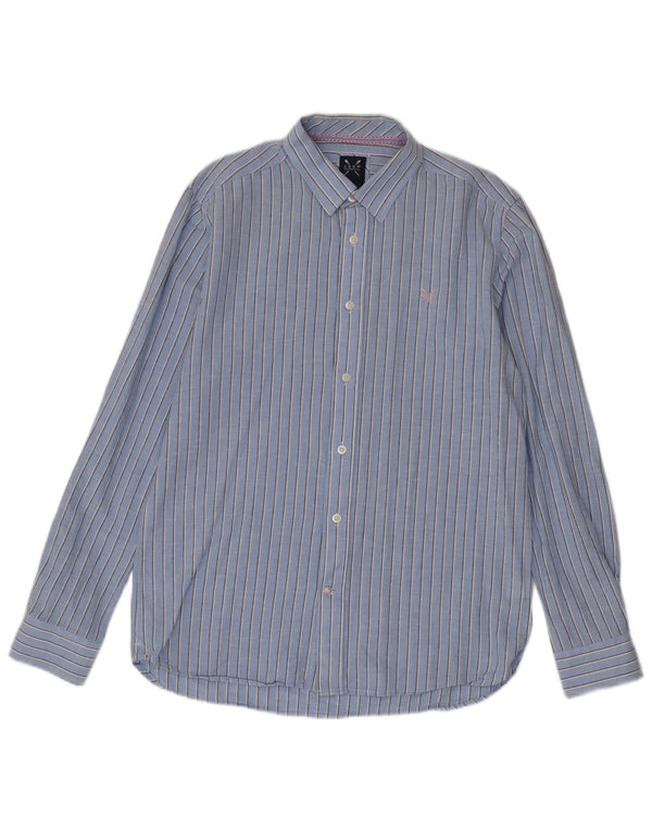 Camisa masculina slim fit da Crew Clothing algodão listrado azul médio