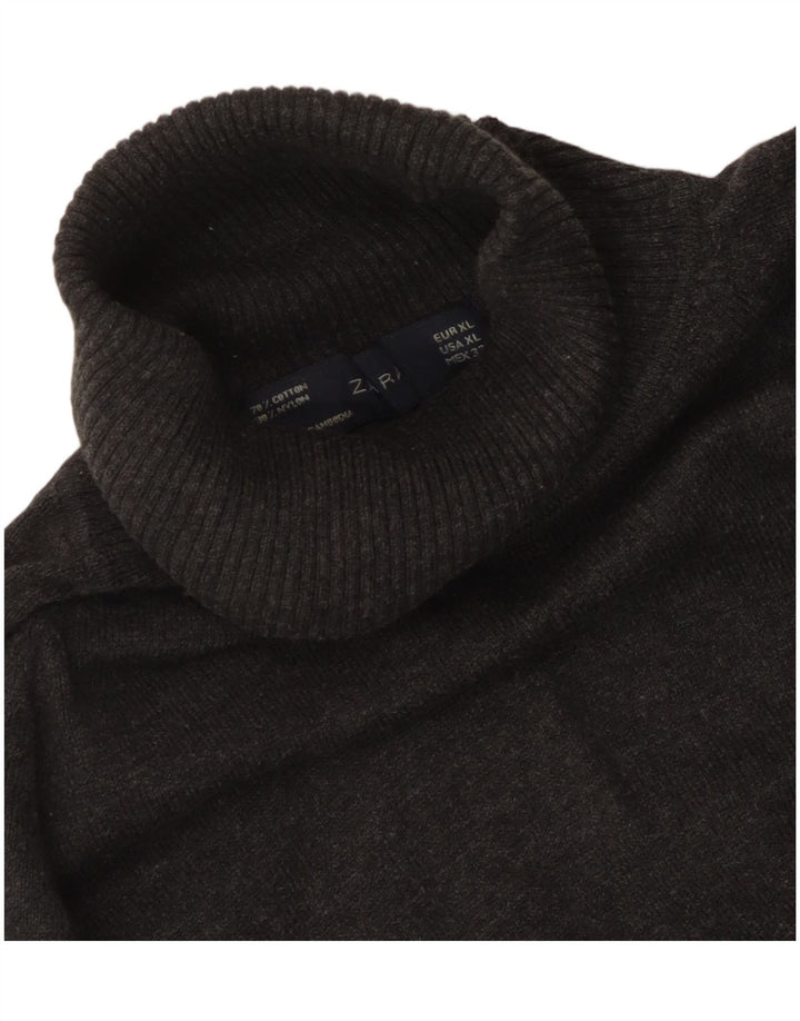 Suéter feminino ZARA com gola redonda UK 18 XL algodão cinza