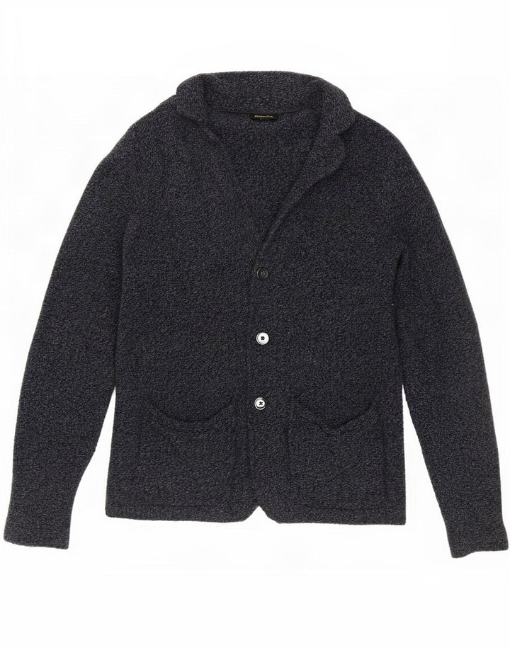 Suéter cardigã masculino Massimo Dutti lã manchada cinza médio