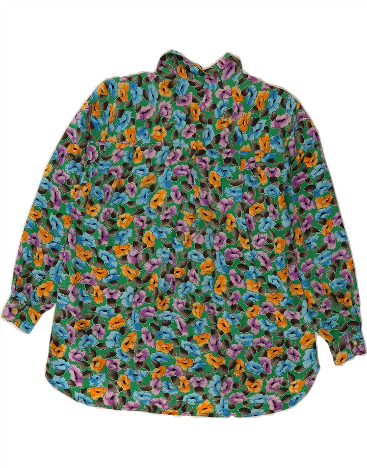 Blusa feminina VINTAGE EU 36 pequena seda floral multicolorida