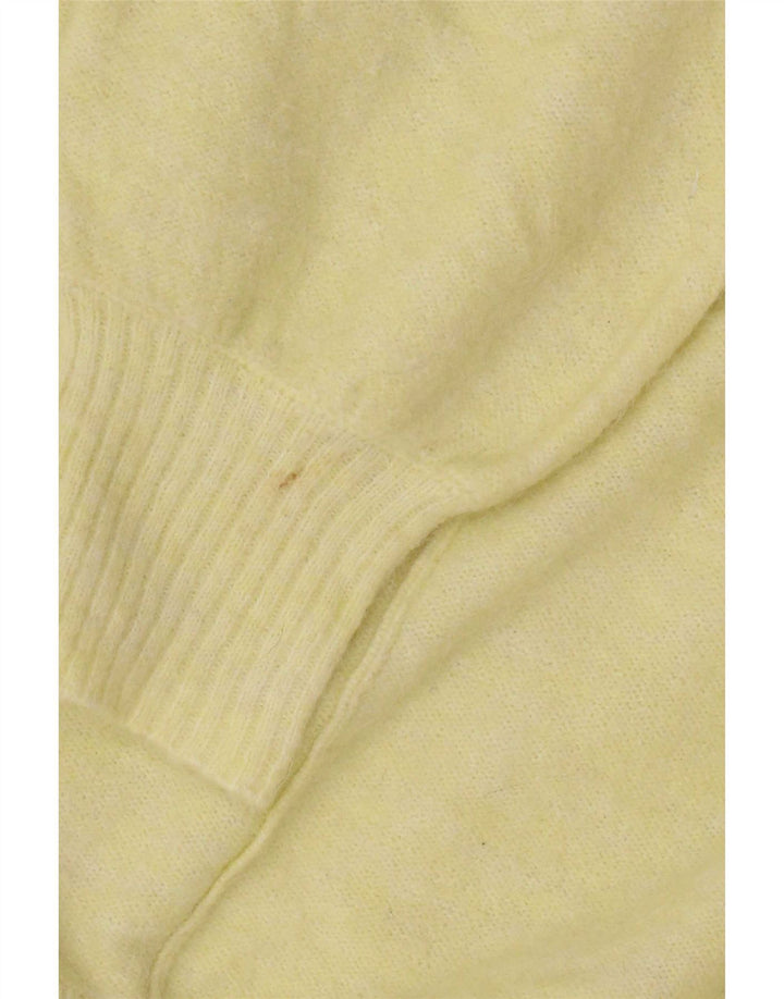 Suéter de cardigã aberto grande feminino com material branco Reino Unido 12 Amarelo médio