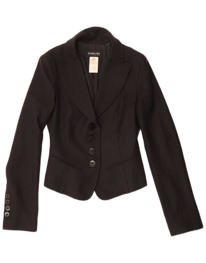 Jaqueta blazer feminina Patrizia Pepe com 4 botões IT 40 pequena lã preta
