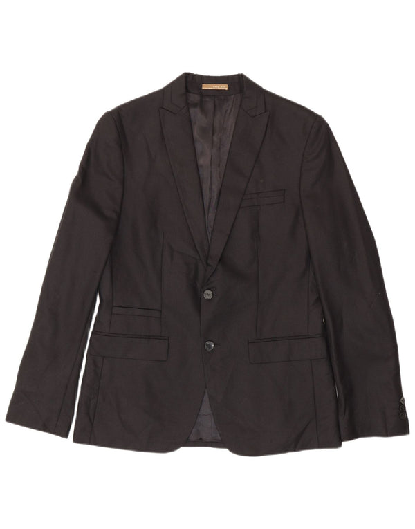 Jaqueta blazer masculina Zara com 2 botões EU 50 médio preto listrado