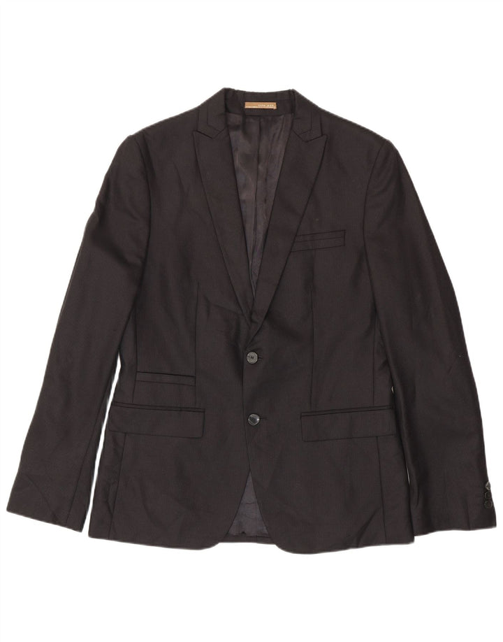 Jaqueta blazer masculina Zara com 2 botões EU 50 médio preto listrado
