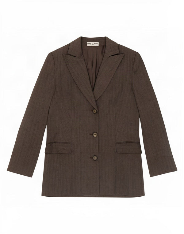 Jaqueta blazer feminina Byblos com 3 botões UK 10 listrada cinza pequena