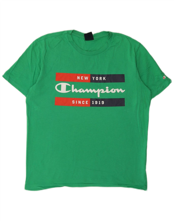 Campeão Mens Graphic T-Shirt Top Médio Algodão Verde