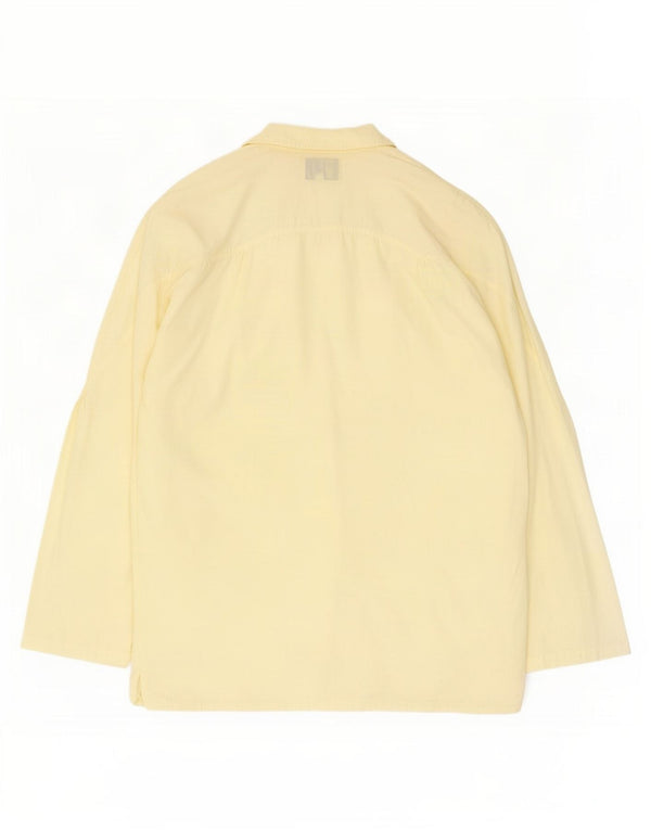 POP 84 Jaqueta blazer feminina com 1 botão e tamanho grande Reino Unido 10 algodão amarelo pequeno