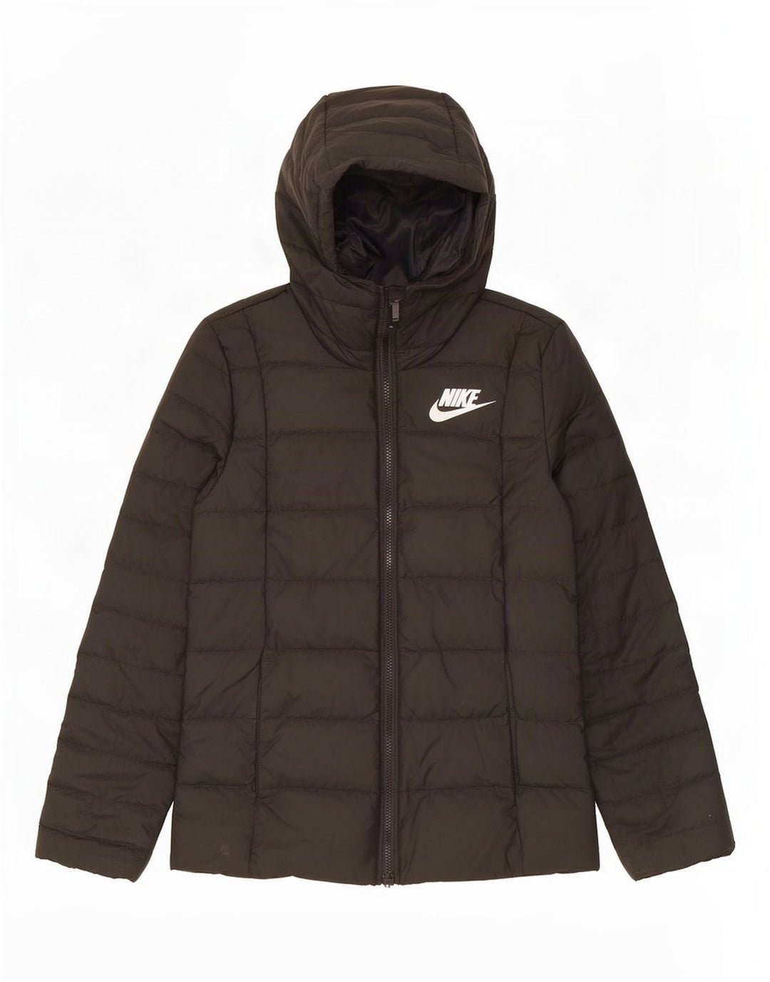 Jaqueta acolchoada com capuz feminina Nike UK 10 pequena poliéster preta