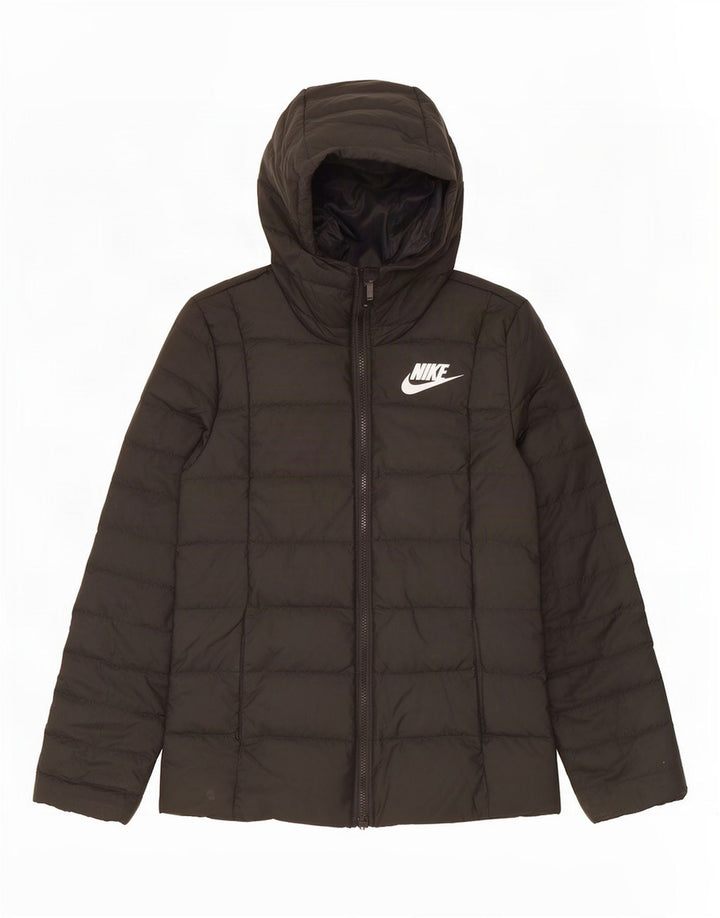 Jaqueta acolchoada com capuz feminina Nike UK 10 pequena poliéster preta