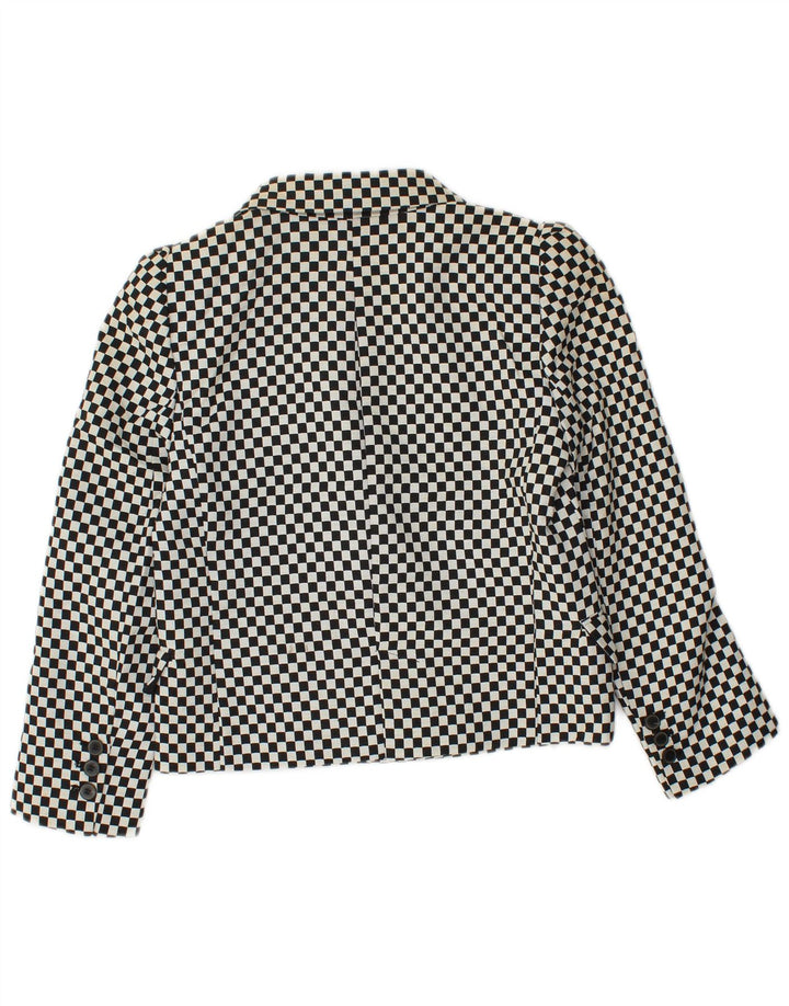 Zara Womens Crop Double Breasted Blazer Jacket Reino Unido 6 XS Preto Geométrico