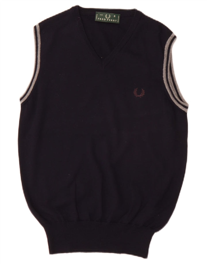 Fred Perry Mens Colete Regata Pequena Lã Azul Marinho