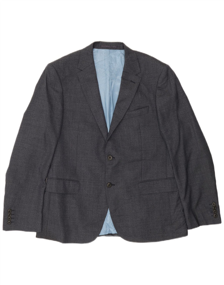 Jaqueta blazer masculina de 2 botões MARKS & SPENCER IT 52 XL lã azul marinho