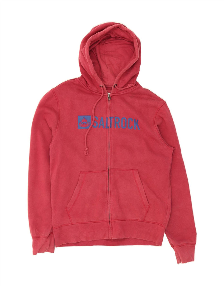 SALTROCK Mens Graphic Zip Hoodie Sweater Medium Burgundy Cotton Vintage Saltrock and Second-Hand Saltrock from Messina Hembry 