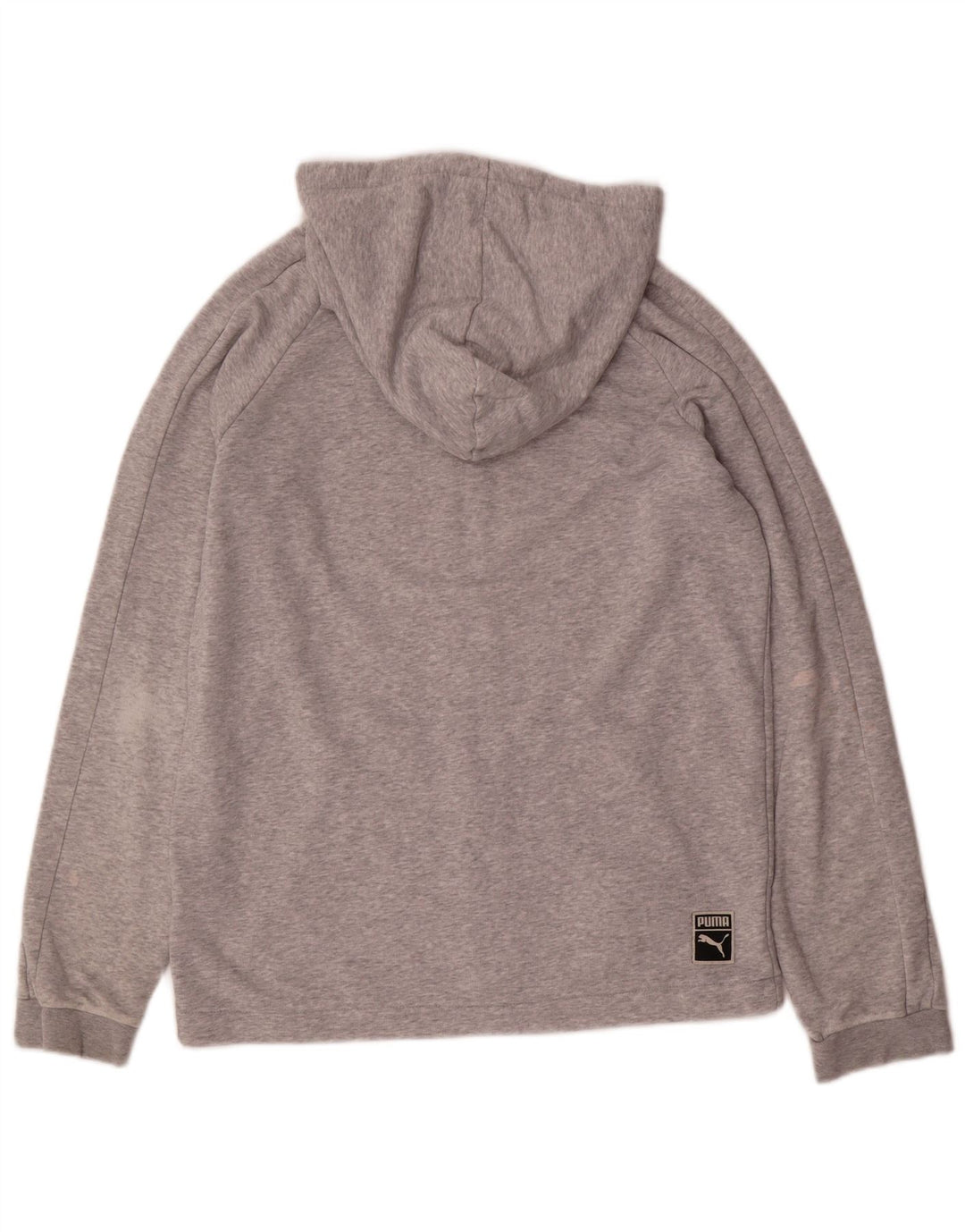 Suéter masculino Puma com capuz e zíper pequeno algodão manchado cinza