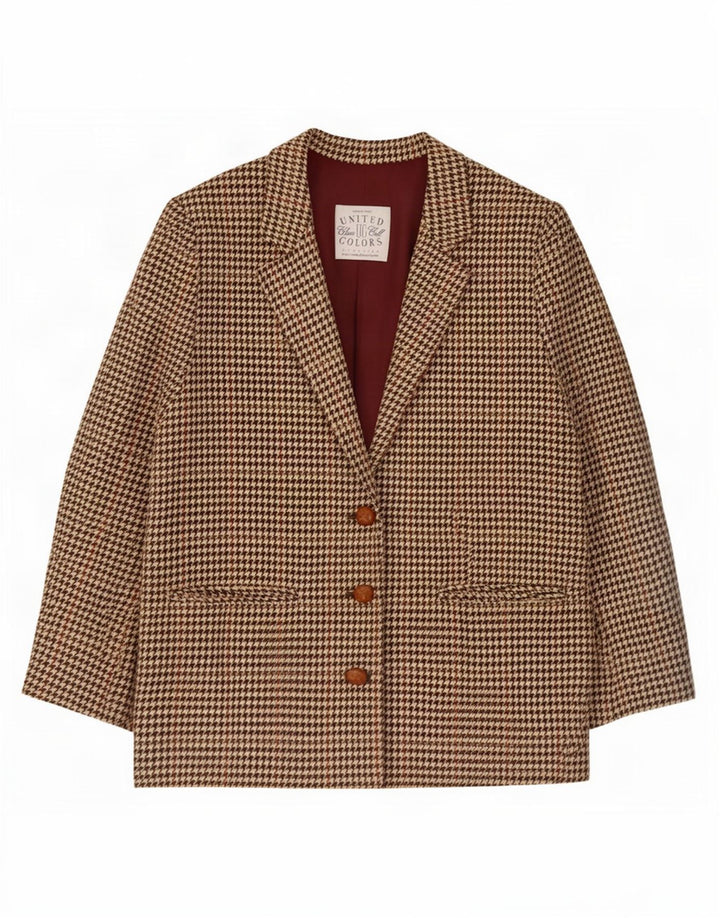 Jaqueta Blazer Feminina Benetton Loose Fit IT 40 Pequeno Houndstooth Verde