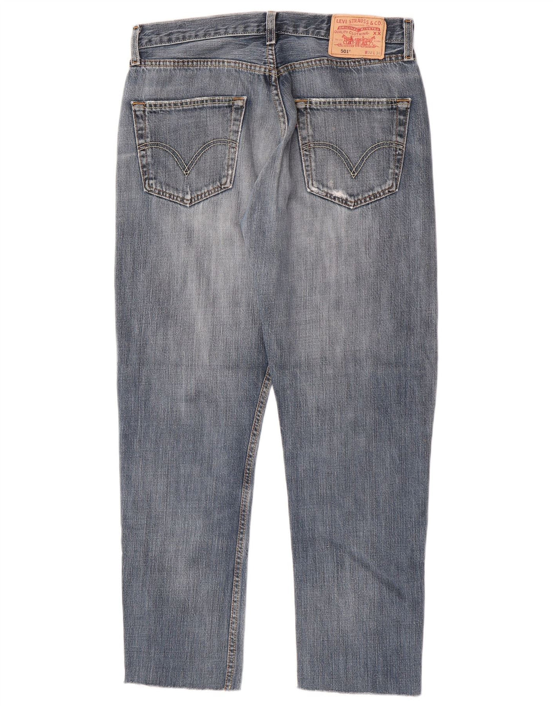 Calça Jeans Levis Masculina 501 Distressed Straight W32 L28 Azul Algodão
