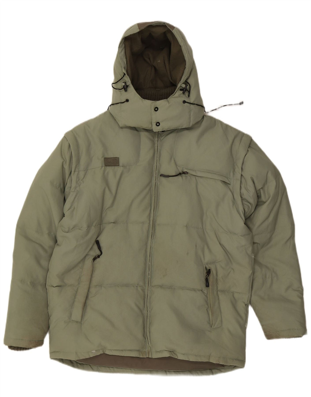 Jaqueta acolchoada com capuz masculino Fila UK 40 grande poliéster colorblock verde