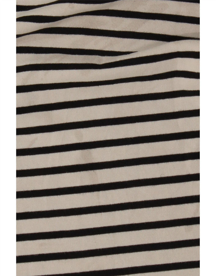 Top feminino Zara de manga comprida UK 10 listrado branco pequeno