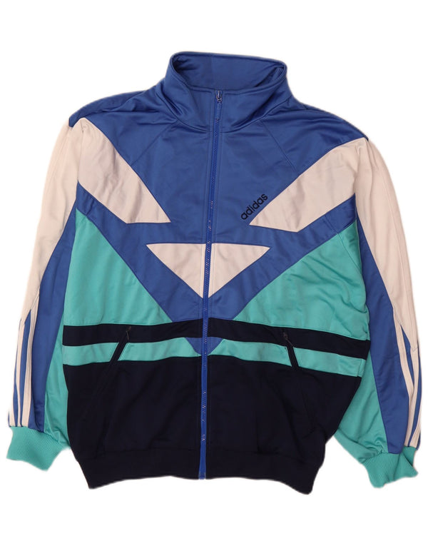 Adidas Mens Tracksuit Top Jacket UK 40/42 Médio Azul Colourblock Poliéster