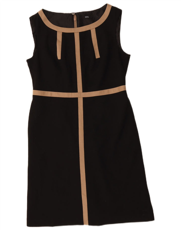 Vestido feminino Marks & Spencer sem mangas com bainha UK 14 médio preto listrado