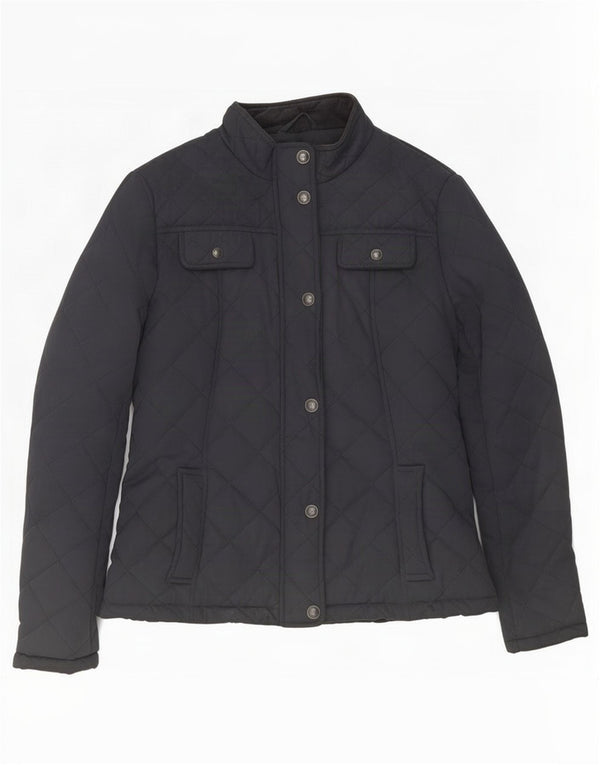 Fat Face Womens Quilted Jacket UK 12 Medium Navy Blue Polyester