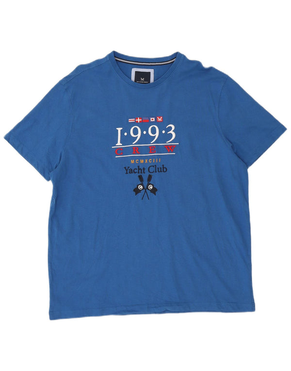 Camiseta gráfica masculina Crew Clothing Top XL algodão azul