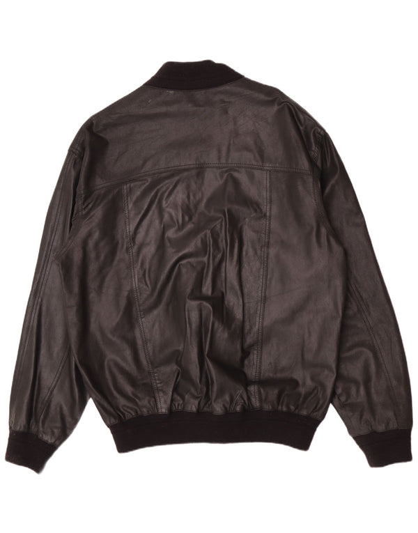 Jaqueta de couro masculina vintage IT 58 4XL preta