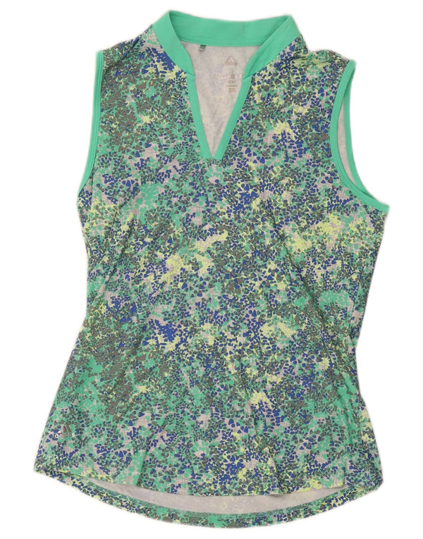 Colete de golfe feminino Adidas UK 10 pequeno poliéster manchado verde