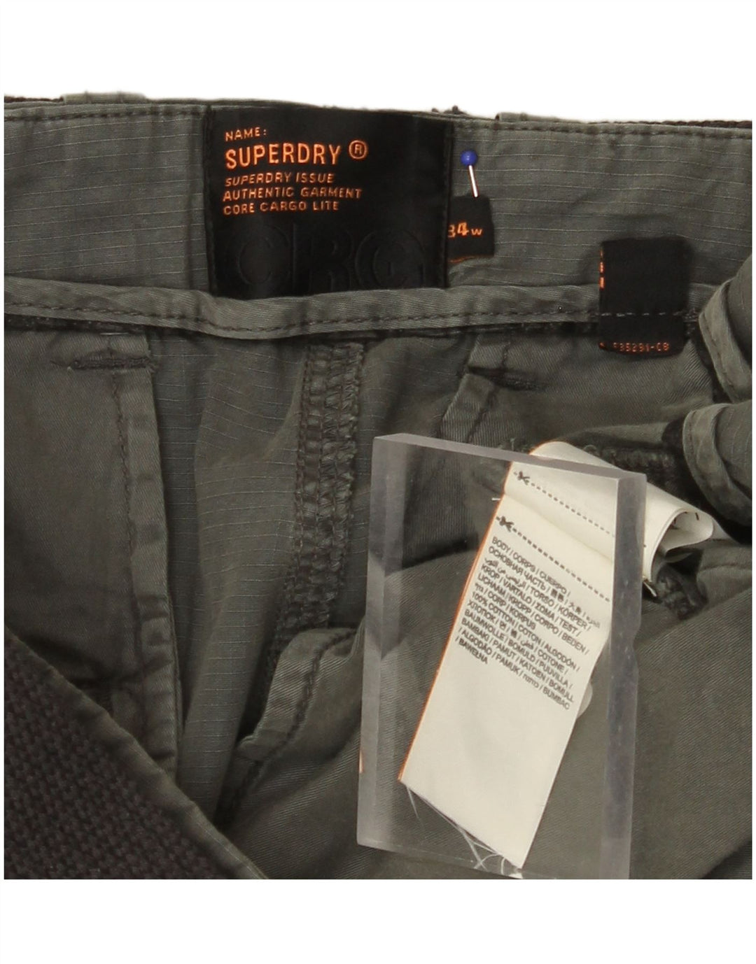 Shorts cargo masculino SUPERDRY W34 grande algodão cáqui