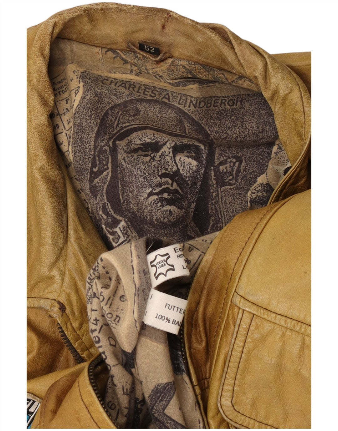 Charles A Lindbergh Jaqueta masculina Flight Aviator EU 52 XL bege