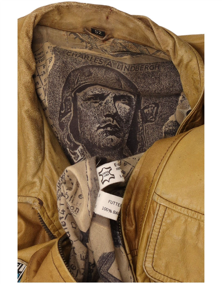 Charles A Lindbergh Jaqueta masculina Flight Aviator EU 52 XL bege