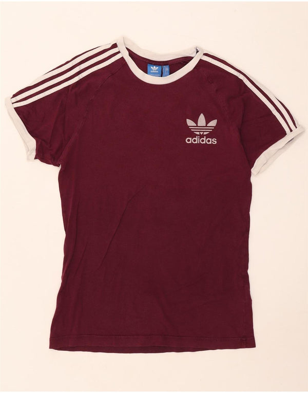 Adidas Mens Camiseta Top Médio Algodão Borgonha