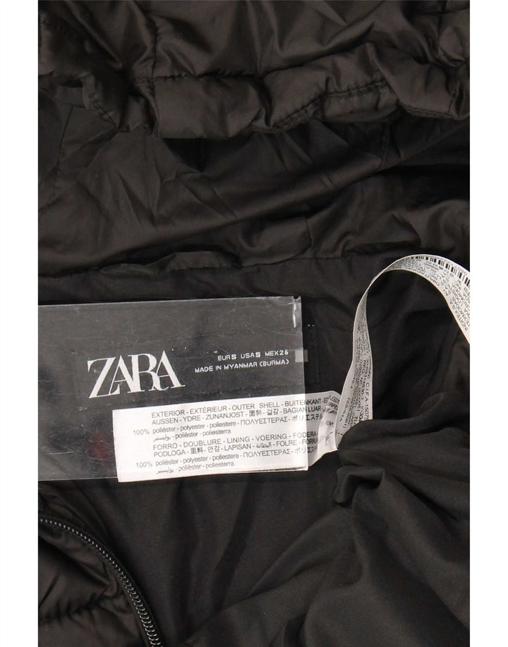 Jaqueta acolchoada com capuz feminina Zara UK 10 poliéster preto pequeno