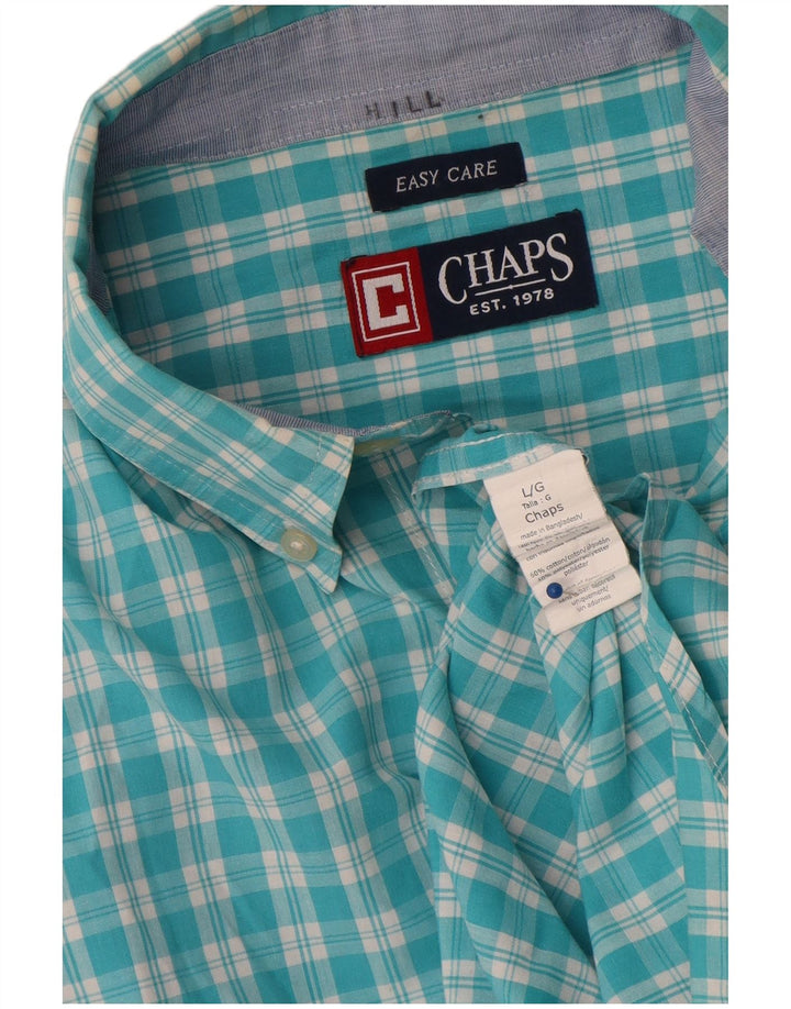 Camisa masculina Chaps Easy Care grande algodão xadrez azul