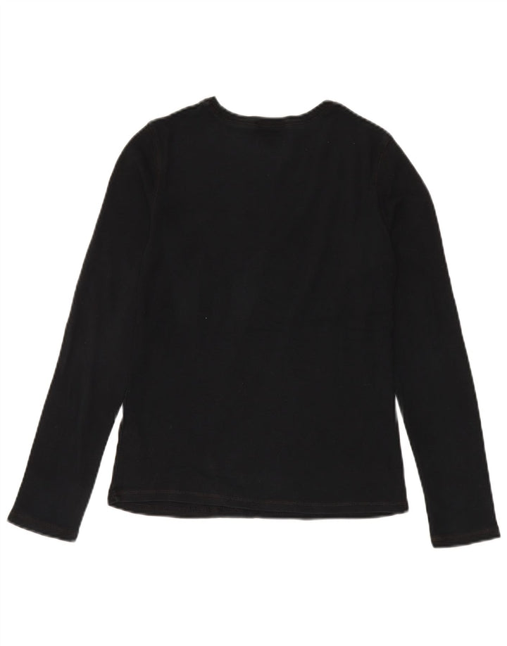 Top feminino Marks & Spencer manga comprida Reino Unido 8 pequeno algodão preto