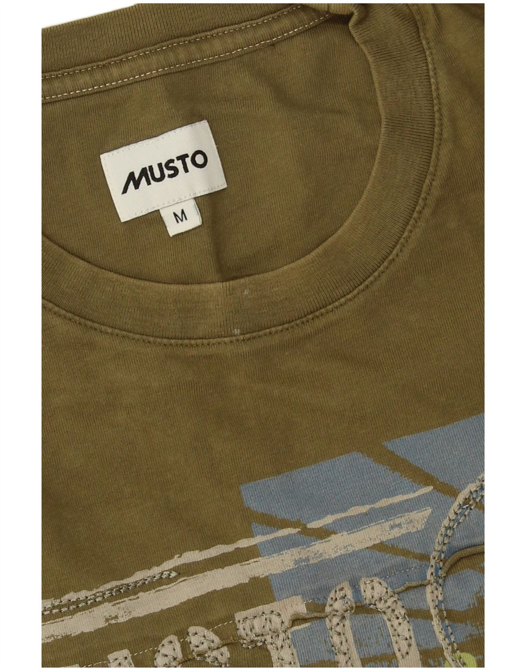 Camiseta gráfica masculina Musto Top médio de algodão cáqui
