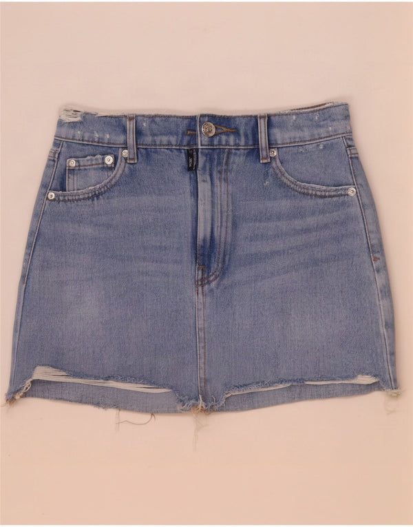 Mini saia jeans feminina Zara XS W24 azul