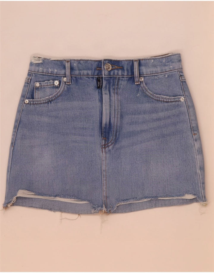 Mini saia jeans feminina Zara XS W24 azul