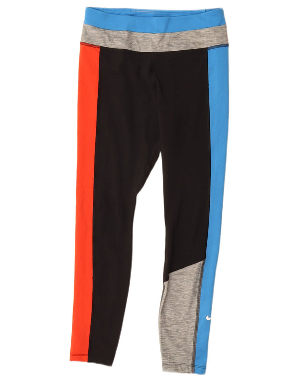 Nike Womens Dri Fit Leggings UK 12 Médio Multicolorido Colourblock