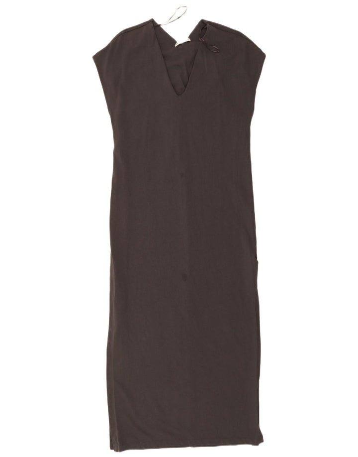 Zara vestido maxi feminino sem mangas oversized Reino Unido 10 pequeno algodão cinza
