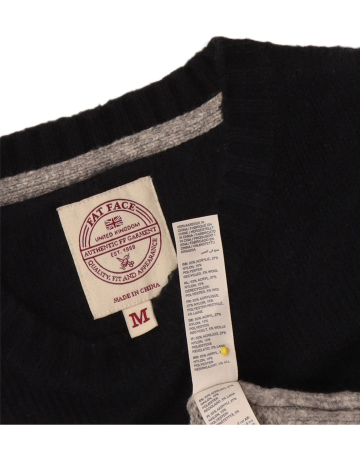 Suéter masculino Fat Face com gola redonda e acrílico colorido bloco médio preto