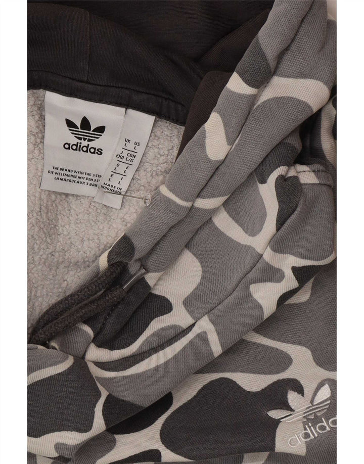 Adidas Mens Hoodie Jumper Grande Camuflagem Cinza