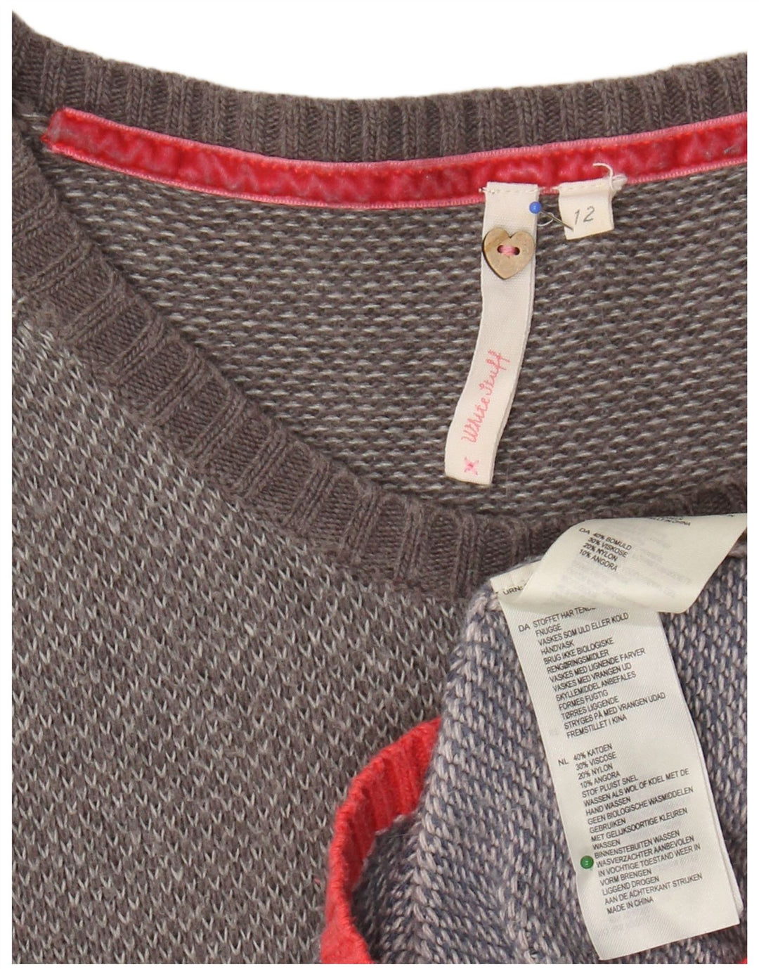 Vestido jumper feminino WHITE STUFF Reino Unido 12 algodão colorblock cinza médio